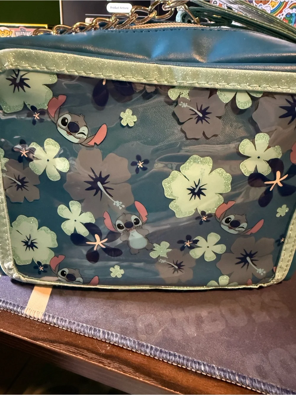 Disney Parks exclusive Stitch Floral Crossbody Bag - Teal